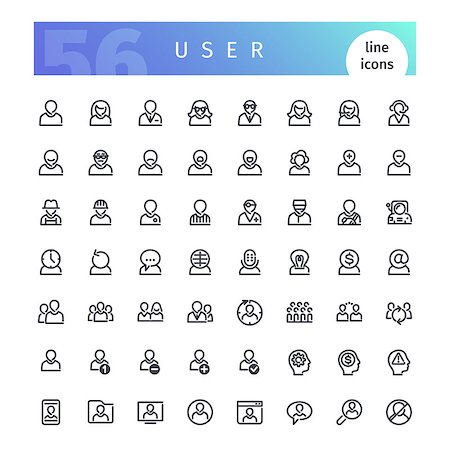 simsearch:400-08259283,k - Set of 56 user line icons suitable for web, infographics and apps. Isolated on white background. Clipping paths included. Photographie de stock - Aubaine LD & Abonnement, Code: 400-08999756