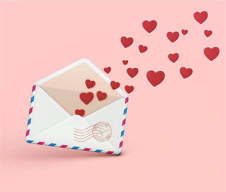 simsearch:400-04179114,k - Vector illustration of love letter concept with open envelope with flying out little red hearts Fotografie stock - Microstock e Abbonamento, Codice: 400-08999828