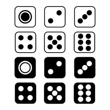 symbols dice - Dice with rounded corners isolated on white background. Vector illustration. Stock Photo - Budget Royalty-Free & Subscription, Code: 400-08999859