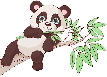 simsearch:400-04394273,k - Illustration of cute panda is sitting on a branch Foto de stock - Royalty-Free Super Valor e Assinatura, Número: 400-08999949