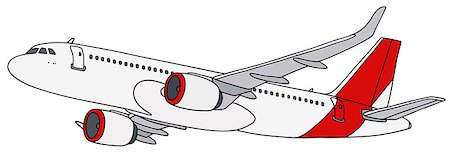 Hand drawing of a red and white jet airliner Stock Photo - Budget Royalty-Free & Subscription, Code: 400-08999992