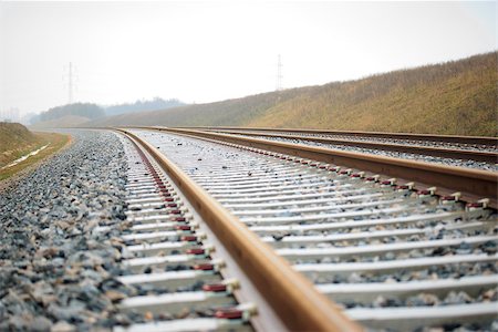 New railway tracks Photographie de stock - Aubaine LD & Abonnement, Code: 400-09008836