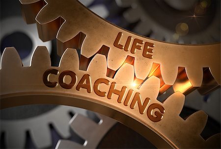 simsearch:400-08998421,k - Golden Cogwheels with Life Coaching Concept. Life Coaching on the Mechanism of Golden Gears with Lens Flare. 3D Rendering. Stockbilder - Microstock & Abonnement, Bildnummer: 400-09009270