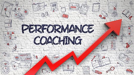 simsearch:400-09010206,k - Brick Wall with Performance Coaching Inscription and Red Arrow. Enhancement Concept. Performance Coaching - Improvement Concept with Doodle Icons Around on Brick Wall Background. 3d. Stockbilder - Microstock & Abonnement, Bildnummer: 400-09009350