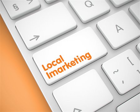 Service Concept: Local Imarketing on White Keyboard lying on Orange Background. Online Service Concept: Local Imarketing on Modern Keyboard Background. 3D Illustration. Foto de stock - Super Valor sin royalties y Suscripción, Código: 400-09009981