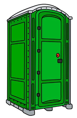 Hand drawing of a green plastic mobile toilet Photographie de stock - Aubaine LD & Abonnement, Code: 400-09000008
