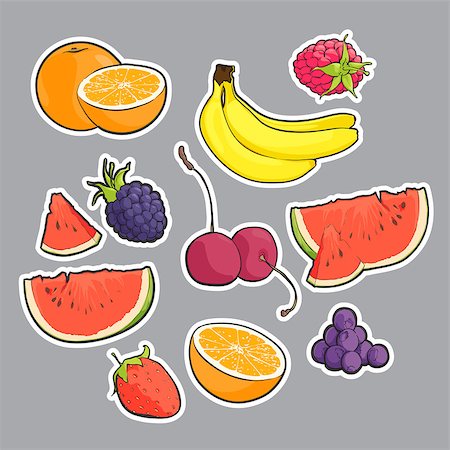 simsearch:400-05115029,k - Fresh summer cartoon fruit illustration Stockbilder - Microstock & Abonnement, Bildnummer: 400-09000034