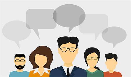 speech bubble with someone thinking - set of people avatars with speech bubbles, flat style illustration, people communication concept Stock Photo - Budget Royalty-Free & Subscription, Code: 400-09000099