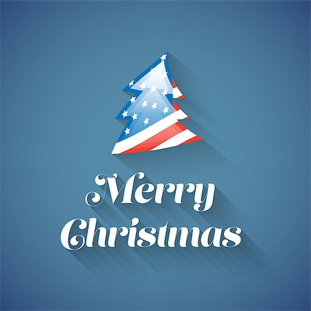 Merry Christmas banner with USA flag on blue background Stock Photo - Budget Royalty-Free & Subscription, Code: 400-09000173