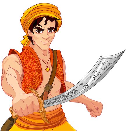 saber - Aladdin holds his magic saber Stock Photo - Budget Royalty-Free & Subscription, Code: 400-09000270