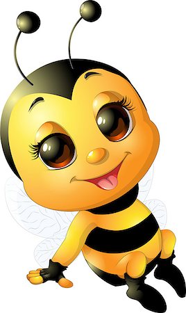 sting - Beautiful cute bee drawn on white background Stock Photo - Budget Royalty-Free & Subscription, Code: 400-09000367