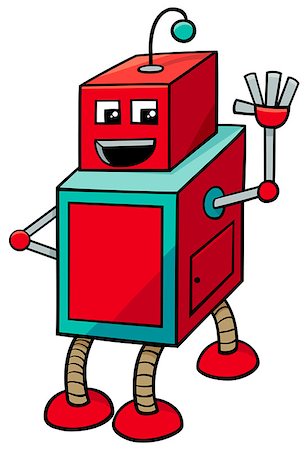 simsearch:400-08813093,k - Cartoon Illustration of Cubical Robot Science Fiction Character Stockbilder - Microstock & Abonnement, Bildnummer: 400-09000494