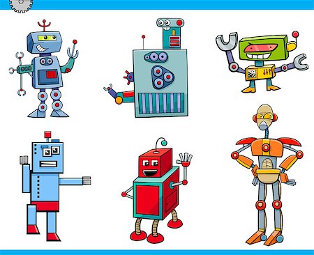 simsearch:400-07052452,k - Cartoon Illustration of Robot Science Fiction or Fantasy Characters Set Stockbilder - Microstock & Abonnement, Bildnummer: 400-09000495