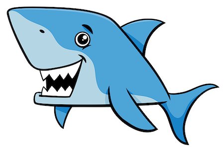 Cartoon Illustration of Shark Fish Sea Life Animal Character Stock Photo - Budget Royalty-Free & Subscription, Code: 400-09000502