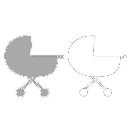 simsearch:400-08779765,k - Baby carriage it is grey set  icon . Photographie de stock - Aubaine LD & Abonnement, Code: 400-09000523