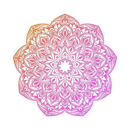 flowers sketch for coloring - Hand drawn abstract mandala design. Oriental round pattern. Coloring book element. Vector illustration. Stock Photo - Budget Royalty-Free & Subscription, Code: 400-09000547