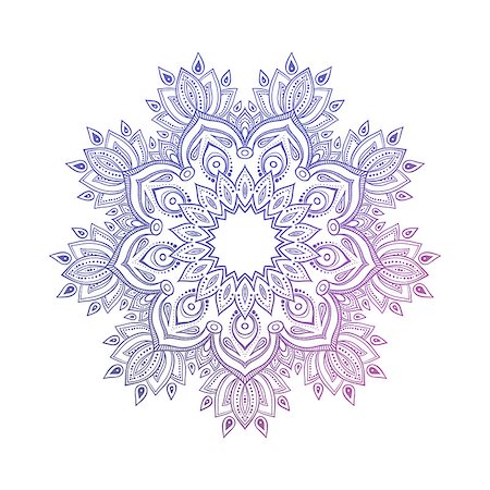 flowers sketch for coloring - Hand drawn abstract mandala design. Oriental round pattern. Coloring book element. Vector illustration. Stock Photo - Budget Royalty-Free & Subscription, Code: 400-09000543