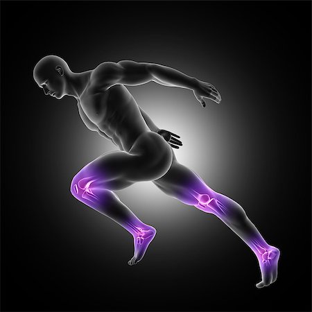 simsearch:400-08533528,k - 3D render of a male figure in sprinting pose with leg joints highlighted Foto de stock - Super Valor sin royalties y Suscripción, Código: 400-09000686
