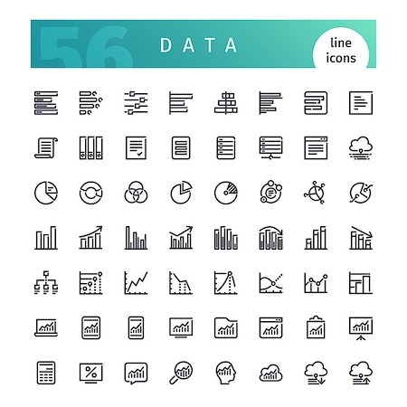 data storage icon - Set of 56 data analytics line icons suitable for web, infographics and apps. Isolated on white background. Clipping paths included. Stock Photo - Budget Royalty-Free & Subscription, Code: 400-09000738