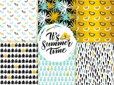 Summer Time Seamless Patterns. Vector Illustration of Nature Tile Background. Photographie de stock - Aubaine LD & Abonnement, Code: 400-09000751