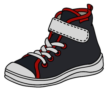 Hand drawing of a black, red and white childrens sport shoe Stock Photo - Budget Royalty-Free & Subscription, Code: 400-09000856