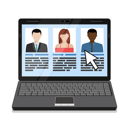 simsearch:400-06556700,k - Laptop with candidates list. Also available as a Vector in Adobe illustrator EPS 10 format. Foto de stock - Super Valor sin royalties y Suscripción, Código: 400-09000897