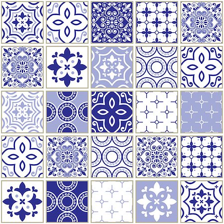 Abstract shapes background, Lisbon tile collection, Mediterrean style Foto de stock - Super Valor sin royalties y Suscripción, Código: 400-09001013