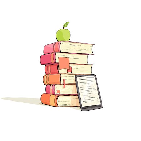 simsearch:400-08998245,k - Beautiful books on a white background with a juicy apple Foto de stock - Super Valor sin royalties y Suscripción, Código: 400-09001045