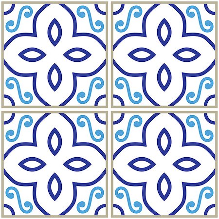 Abstract shapes background, Lisbon tile collection, Mediterrean style Foto de stock - Super Valor sin royalties y Suscripción, Código: 400-09001043