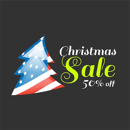 Christmas sale banner with USA flag on black background Stock Photo - Budget Royalty-Free & Subscription, Code: 400-09001128