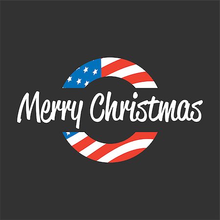 Merry Christmas banner with USA flag on black background Stock Photo - Budget Royalty-Free & Subscription, Code: 400-09001130