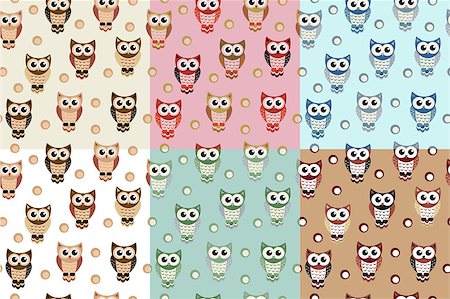Kids seamless pattern with owls. Owl endless background, texture. Childrens backdrop. Vector illustration Stock Photo - Budget Royalty-Free & Subscription, Code: 400-09001235