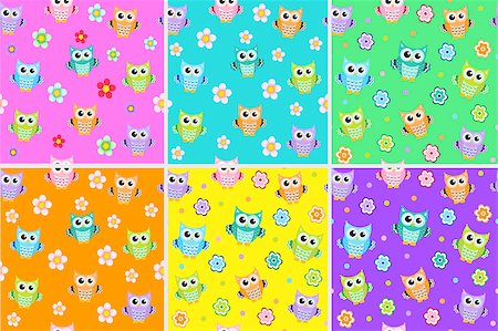 Kids seamless pattern with owls. Owl endless background, texture. Children s backdrop. Vector illustration Stock Photo - Budget Royalty-Free & Subscription, Code: 400-09001236