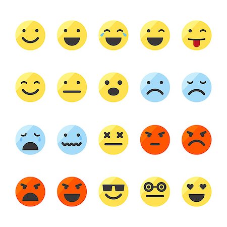 Colored emoji icons set. Smiley images on isolated white background. Foto de stock - Super Valor sin royalties y Suscripción, Código: 400-09001408