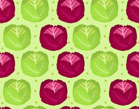 simsearch:400-08933041,k - Cabbage seamless pattern. Red cabbage endless background, texture. Vegetable background. Vector illustration Photographie de stock - Aubaine LD & Abonnement, Code: 400-09001544