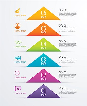 simsearch:400-09097818,k - 6 triangle timeline infographic options paper template with data background. Vector element can be used for business workflow layout, diagram, number options, web design, presentations. Foto de stock - Royalty-Free Super Valor e Assinatura, Número: 400-09001625