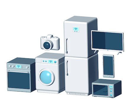 Internet of things appliances 3d isolated on white Stock Photo - Budget Royalty-Free & Subscription, Code: 400-09001622