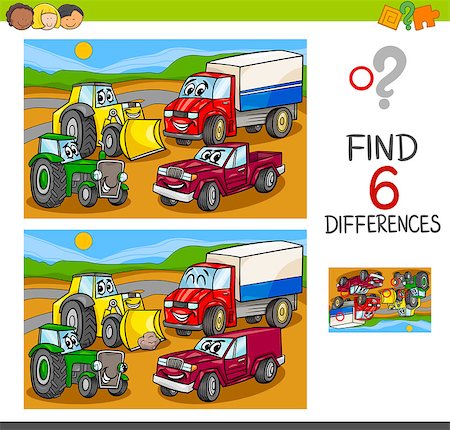 funny truck transport - Cartoon Illustration of Spot the Differences Educational Game for Children with Cars and Transport Characters Group Stock Photo - Budget Royalty-Free & Subscription, Code: 400-09001638