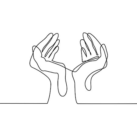 fingers outline drawing - Continuous line drawing. Hands palms together. Vector illustration Stock Photo - Budget Royalty-Free & Subscription, Code: 400-09001677