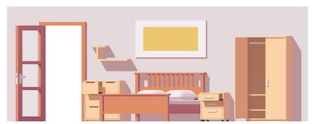 Vector low poly bedroom illustration Stock Photo - Budget Royalty-Free & Subscription, Code: 400-09001790