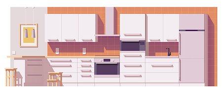 Vector low poly kitchen illustration Stock Photo - Budget Royalty-Free & Subscription, Code: 400-09001792