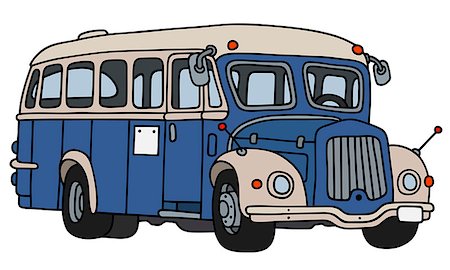 simsearch:400-08966942,k - Hand drawing of a vintage blue and cream bus Stock Photo - Budget Royalty-Free & Subscription, Code: 400-09001834