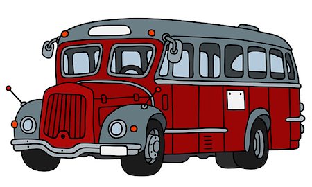 simsearch:400-08966942,k - Hand drawing of a vintage red and gray bus Stock Photo - Budget Royalty-Free & Subscription, Code: 400-09001835