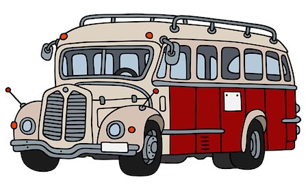 simsearch:400-08966942,k - Hand drawing of a vintage red and cream bus Stock Photo - Budget Royalty-Free & Subscription, Code: 400-09001837