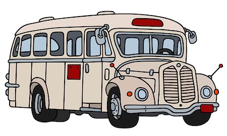 simsearch:400-08966942,k - Hand drawing of a vintage cream white bus Stock Photo - Budget Royalty-Free & Subscription, Code: 400-09001838
