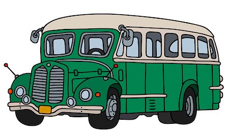 simsearch:400-08966942,k - Hand drawing of a vintage green and cream bus Stock Photo - Budget Royalty-Free & Subscription, Code: 400-09001839