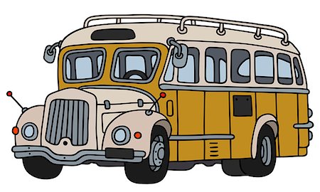 simsearch:400-08966942,k - Hand drawing of a vintage yellow and cream bus Stock Photo - Budget Royalty-Free & Subscription, Code: 400-09001833
