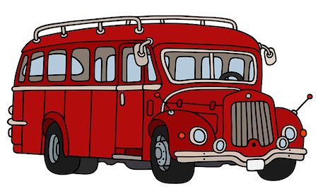simsearch:400-08966942,k - Hand drawing of a vintage dark red bus Stock Photo - Budget Royalty-Free & Subscription, Code: 400-09001840