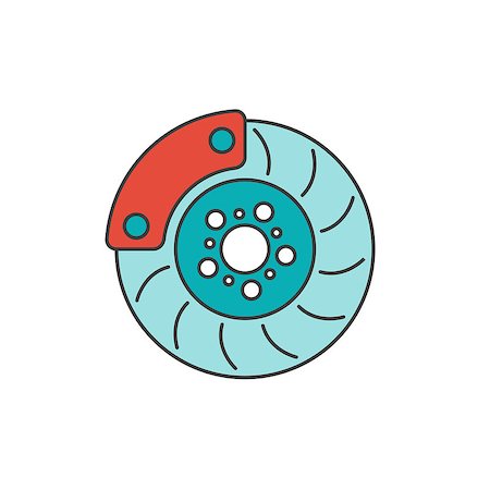Brake disc flat line icon on white background Stock Photo - Budget Royalty-Free & Subscription, Code: 400-09001870