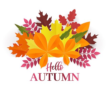 Paper cut autumn leaves headline. Fall leaves colorful paper art style background. Vector illustration Foto de stock - Royalty-Free Super Valor e Assinatura, Número: 400-09001898